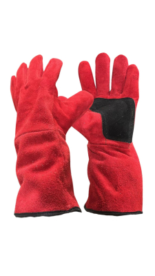 Guante Descarne Soldador Rojo Con Refuerzo Y Tira – Hilo Kevlar- Forrado Interior Con Refuerzo Certificado