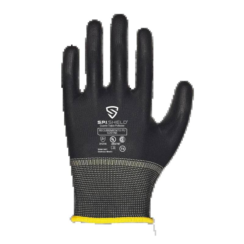 Guante Poliester Poliuretano Pu Negro